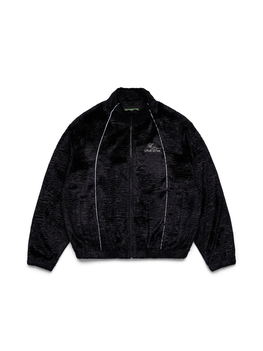 Faux Astrakhan Track Jacket Black