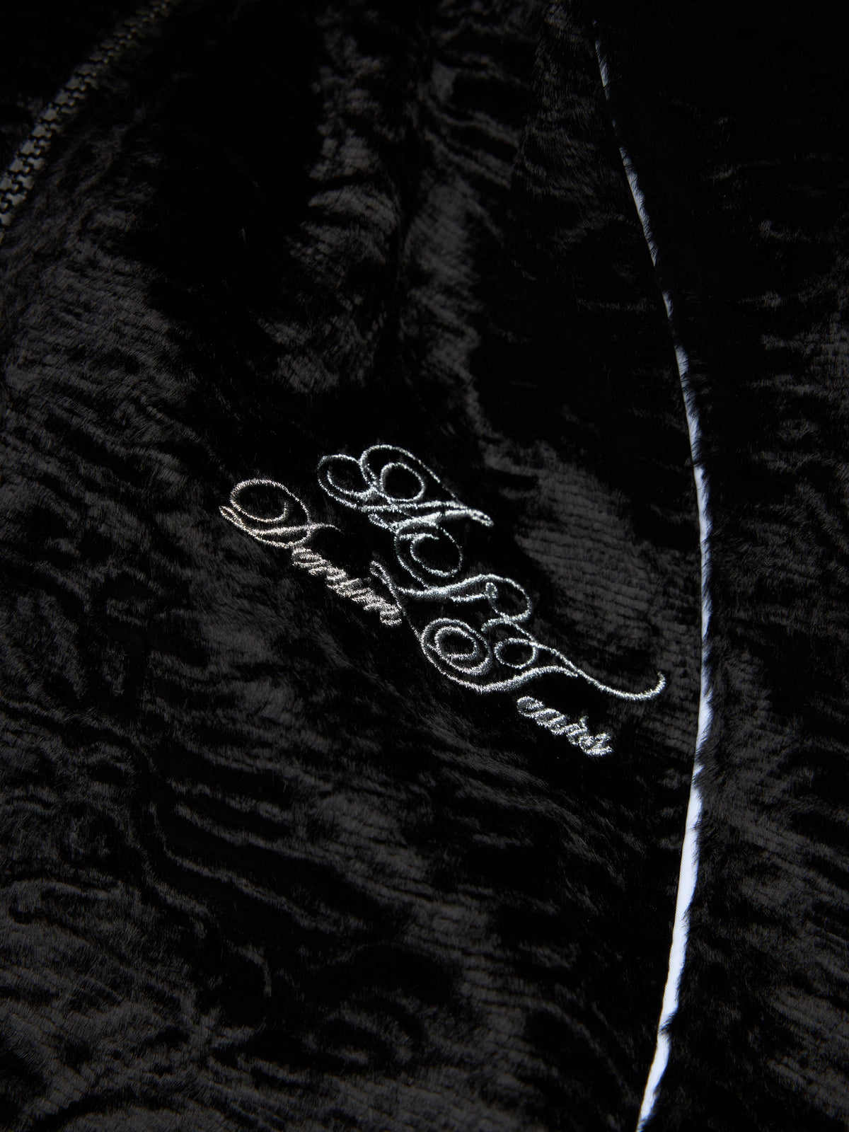 Faux Astrakhan Track Jacket Black