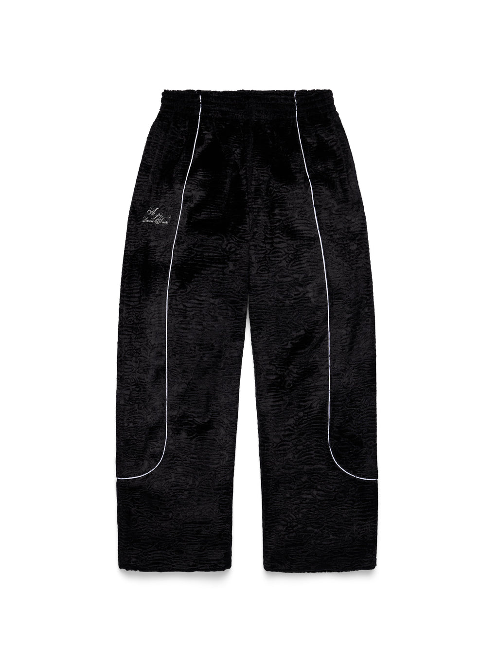 Faux Astrakhan Track Pant Black