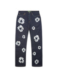 Baggy Studded Cotton Wreath Denim Pant Selvedge