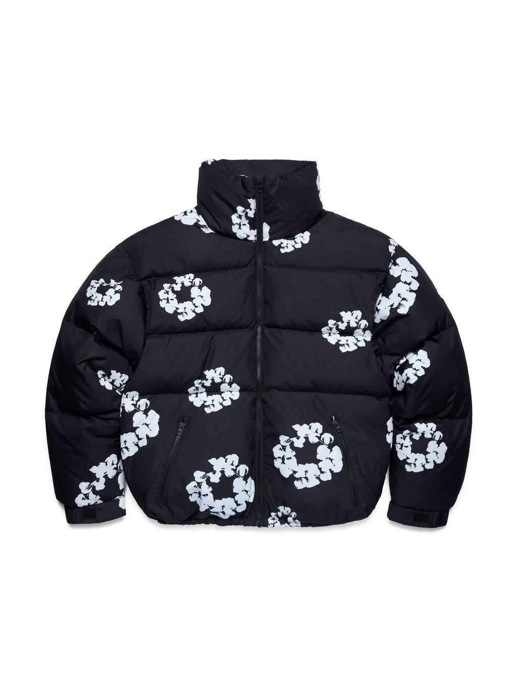 Cotton Wreath Puffer Jacket Black