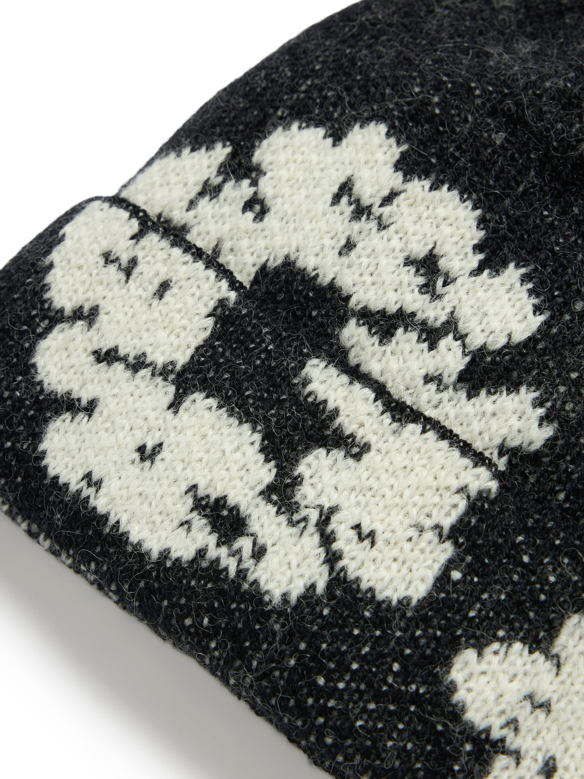 Cotton Wreath Alpaca Wool Knit Beanie Black