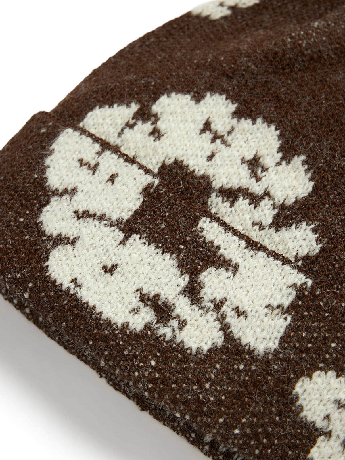 Cotton Wreath Alpaca Wool Knit Beanie Brown