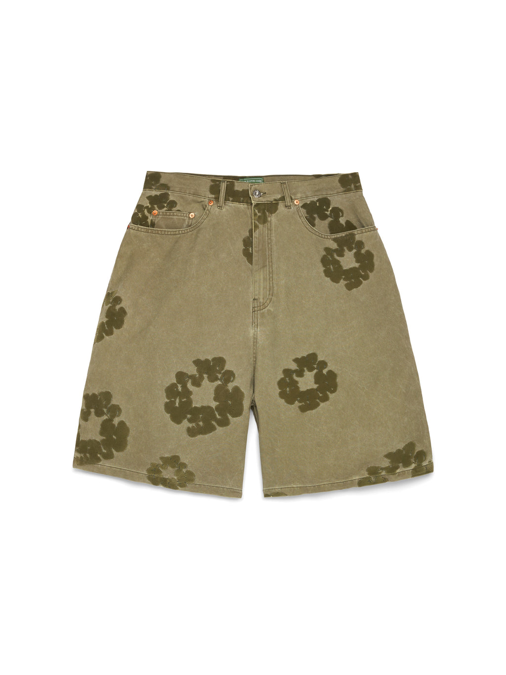 Cotton Wreath Flocked Short Khaki