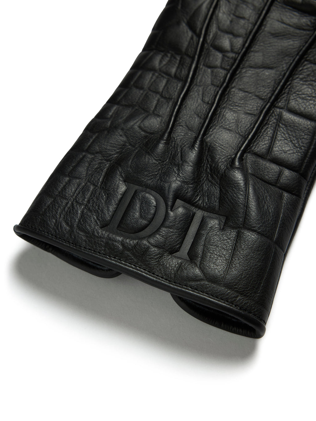 André Leon Talley Croc Embossed Leather Gloves
