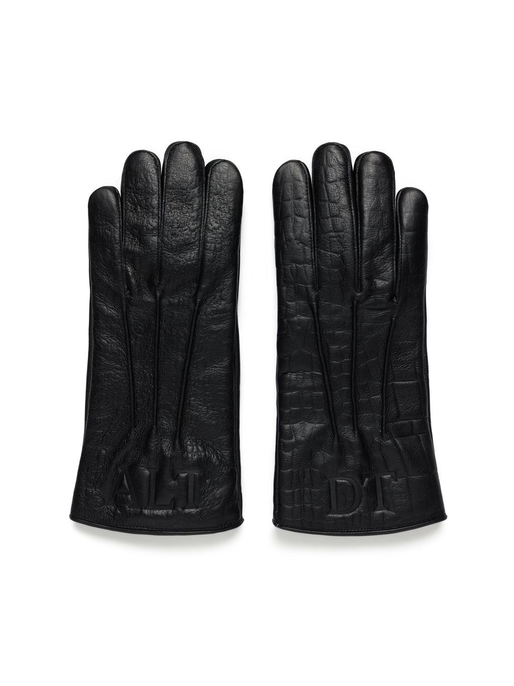 André Leon Talley Croc Embossed Leather Gloves