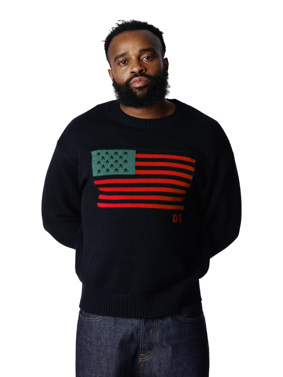Pan-African American Pilled Sweater Black