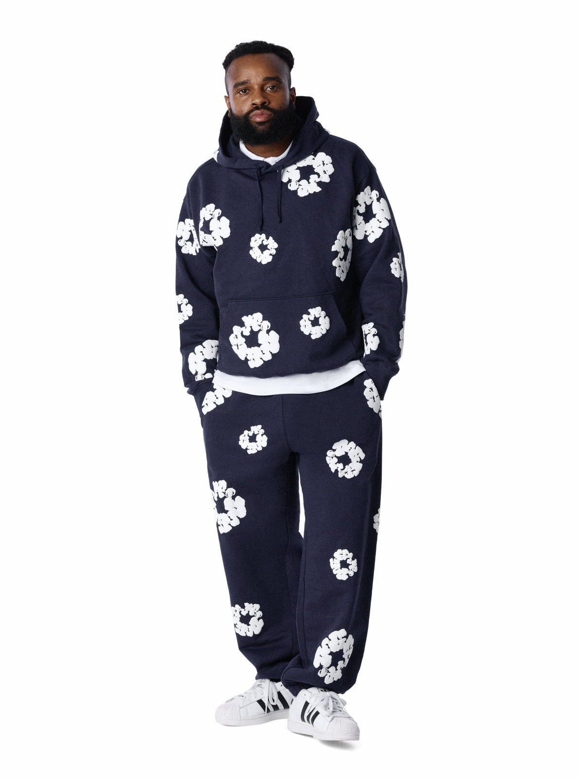 Cotton Wreath Sweatpants Navy