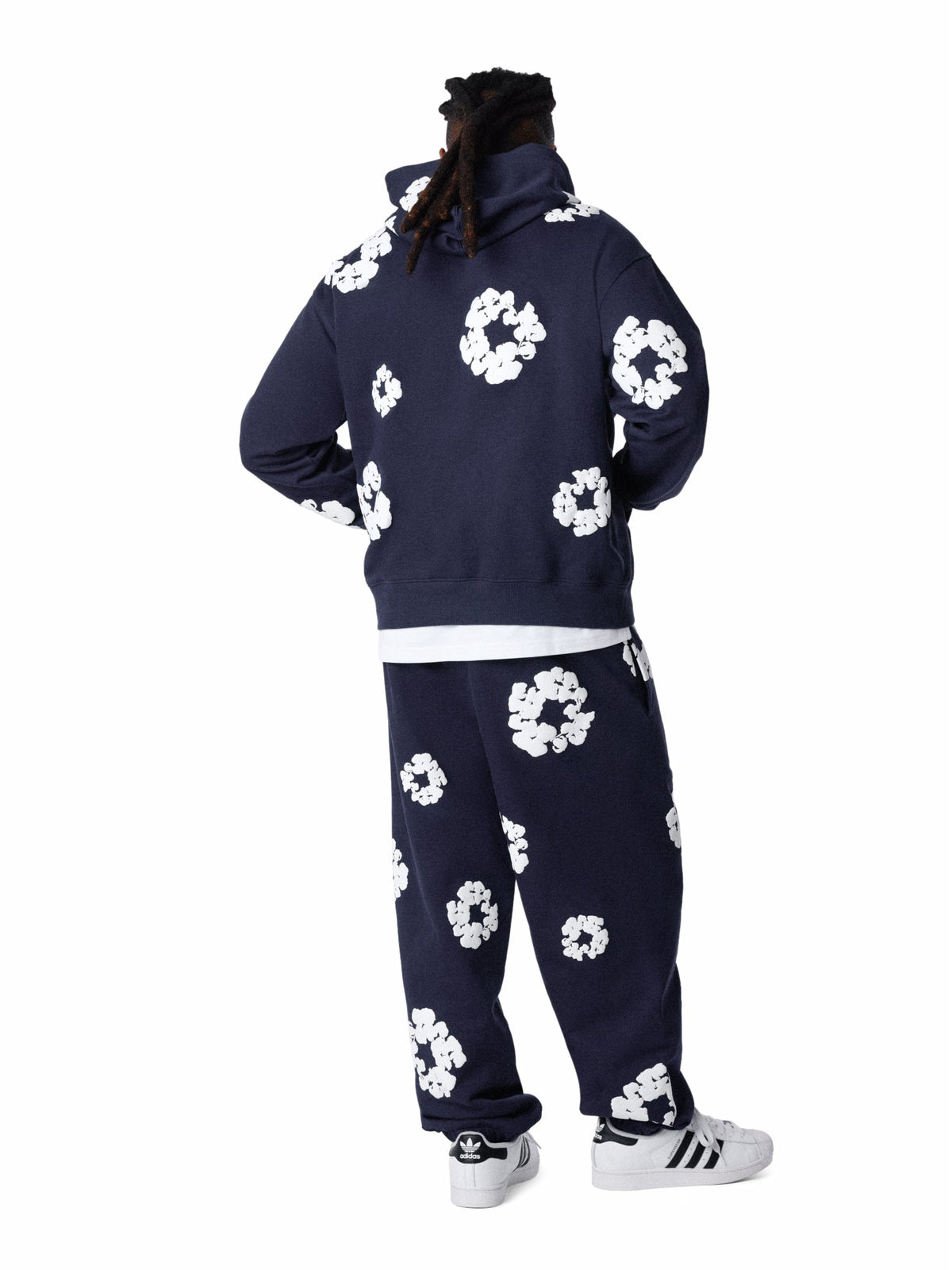 Cotton Wreath Hoodie Navy