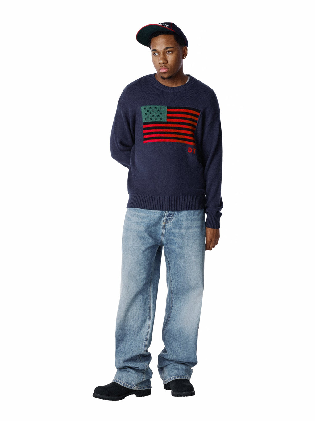 Pan-African American Pilled Sweater Navy