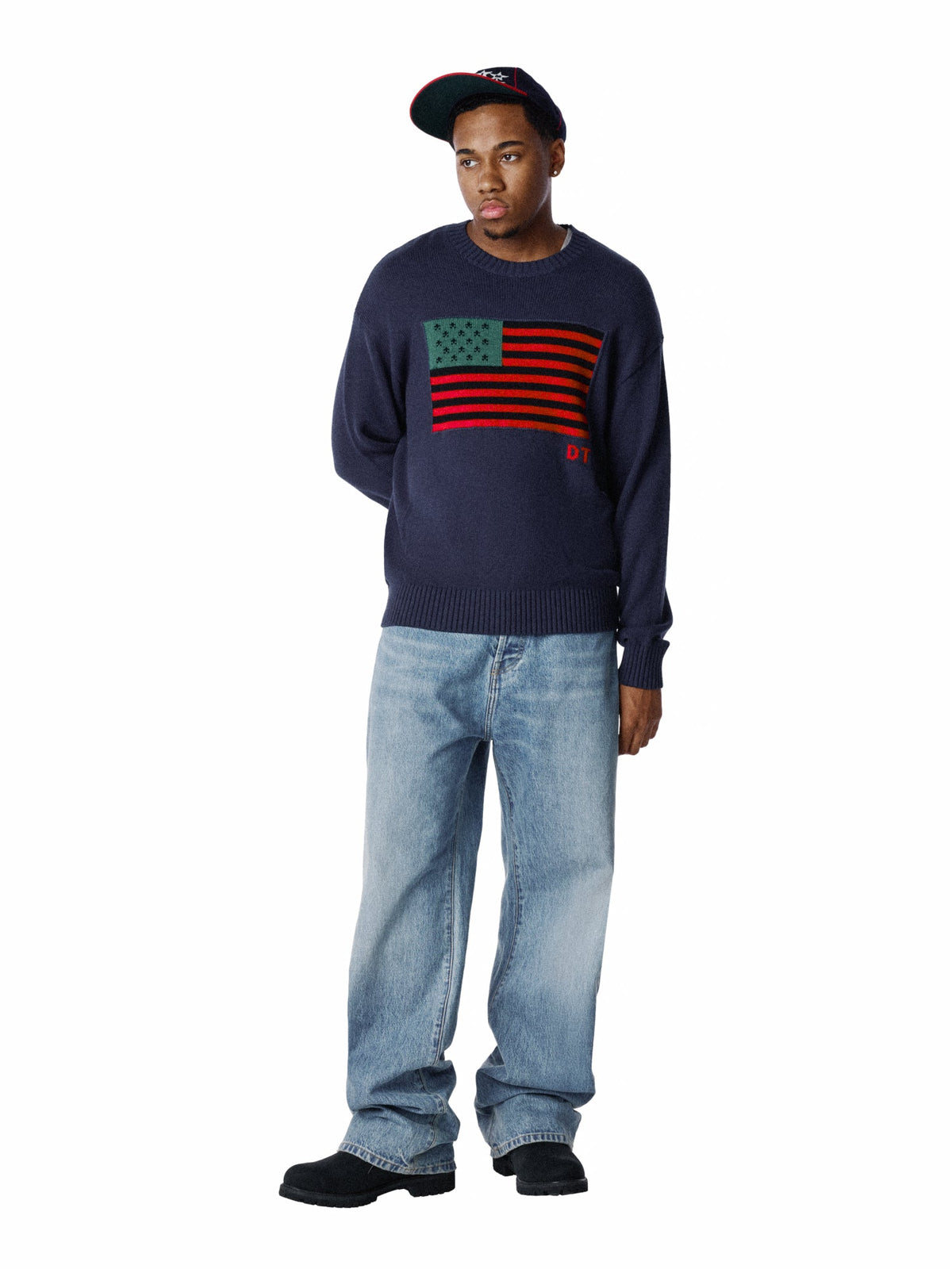 Pan-African American Pilled Sweater Navy