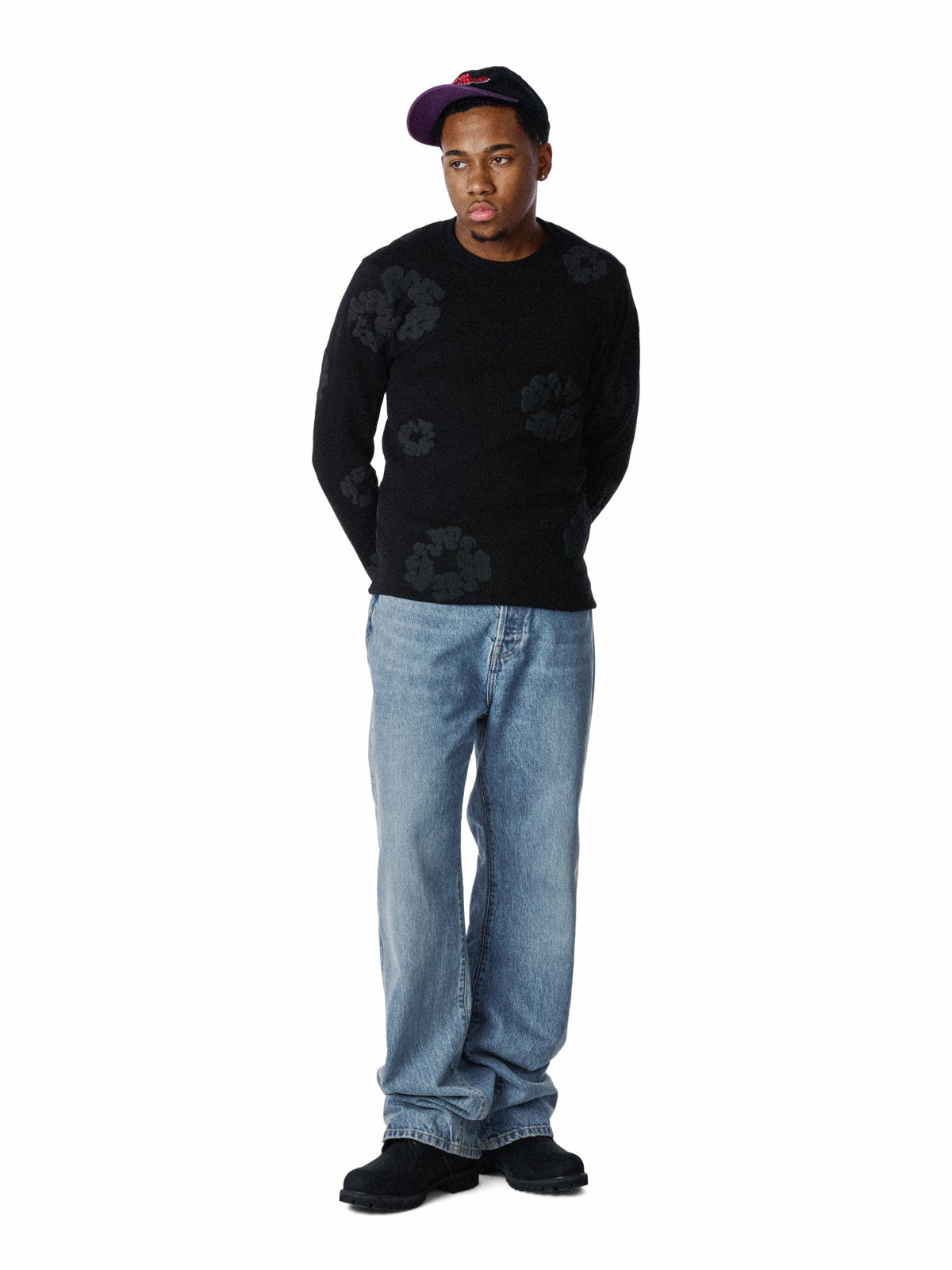 Cotton Wreath Thermal Long Sleeve Black Mono