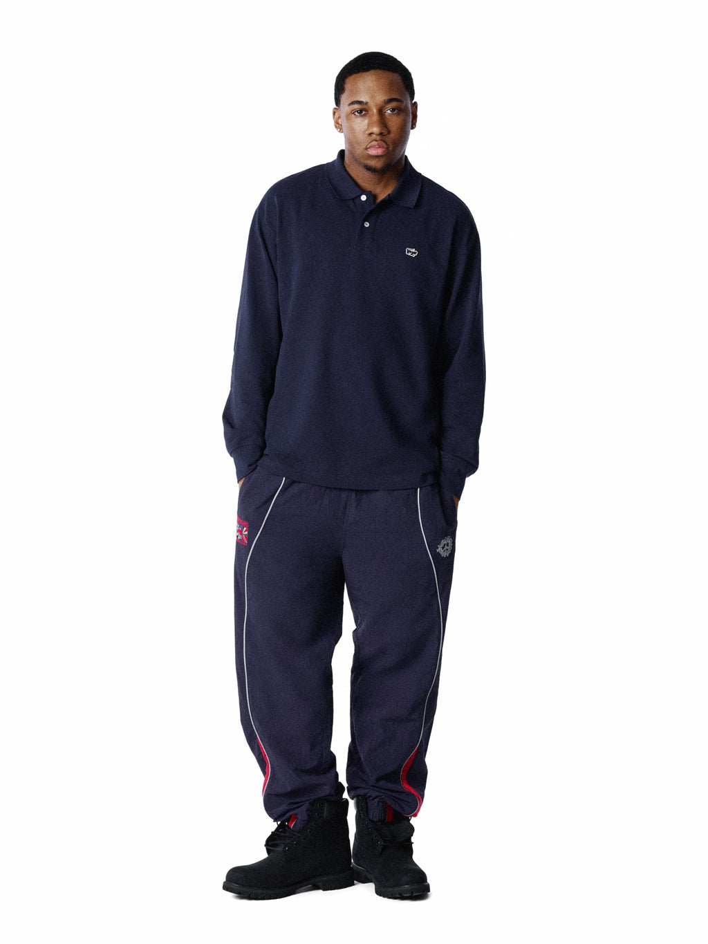 Pique Panther Long Sleeve Polo Navy