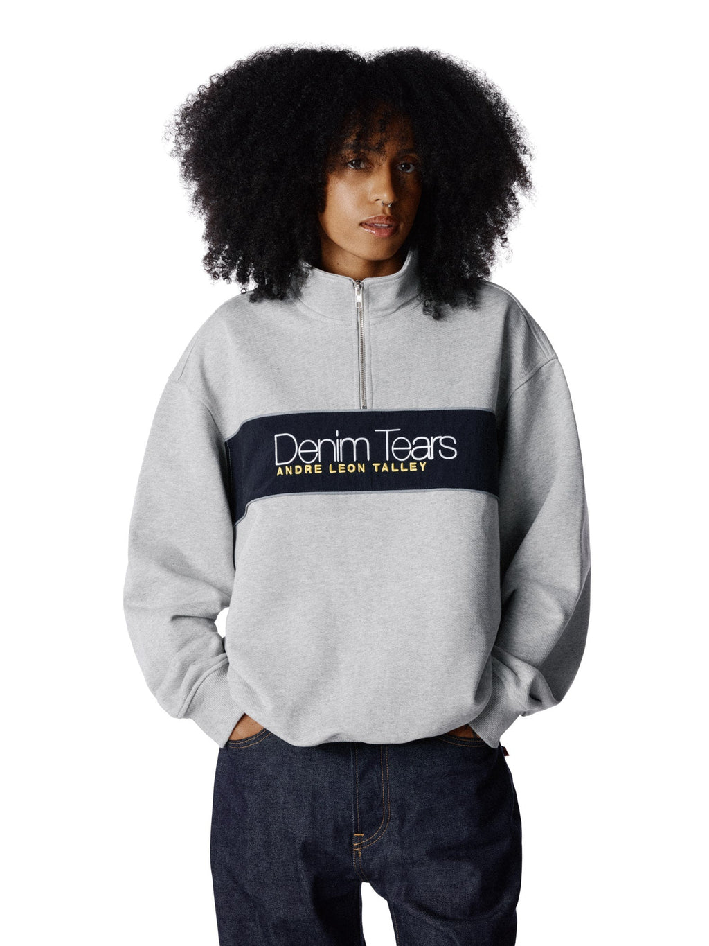 André Leon Talley Quarter-Zip Sweatshirt Grey