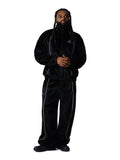 Faux Astrakhan Track Jacket Black