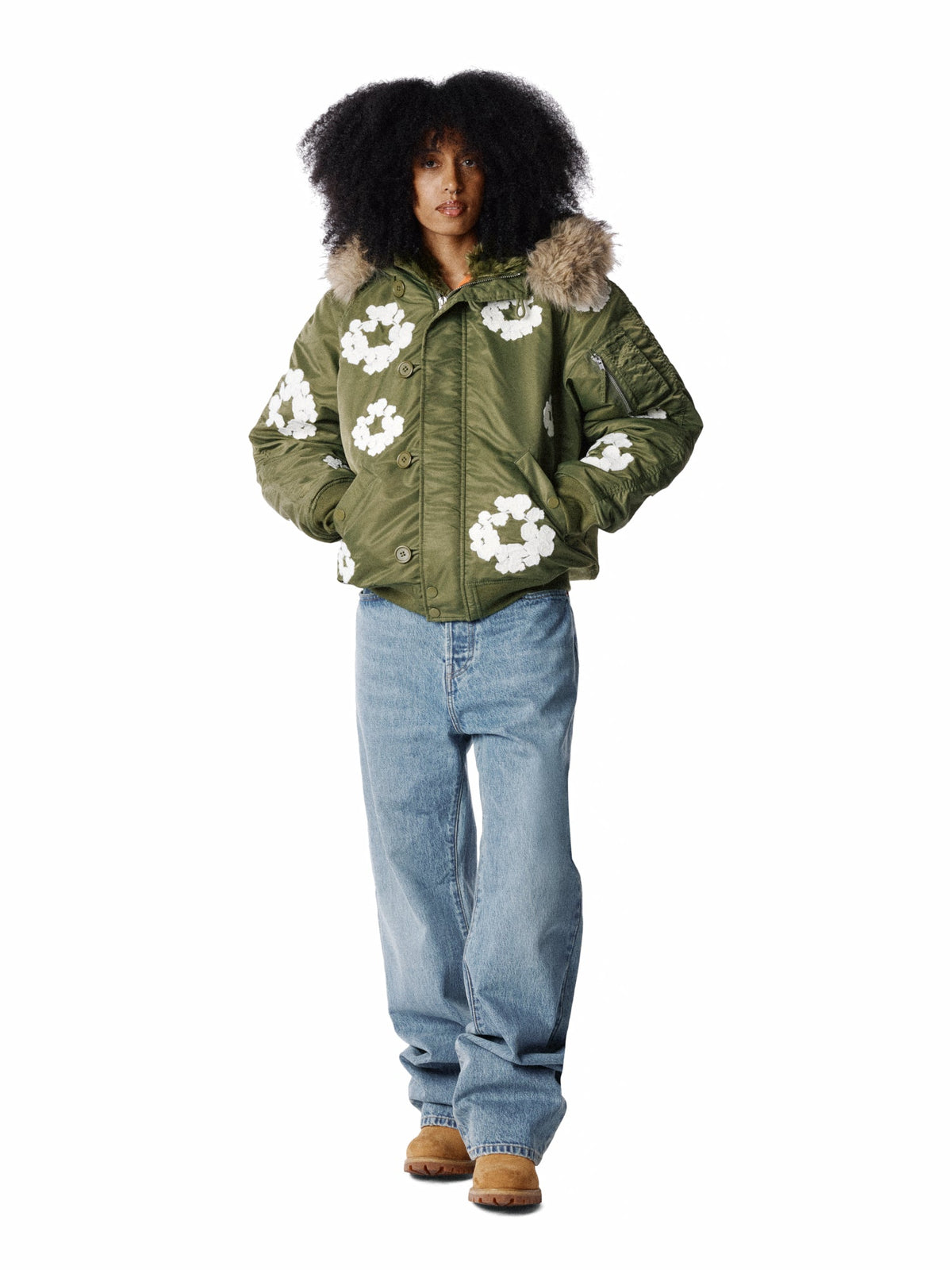 Cotton Wreath Chainstitch N-2B Flight Jacket Military Green