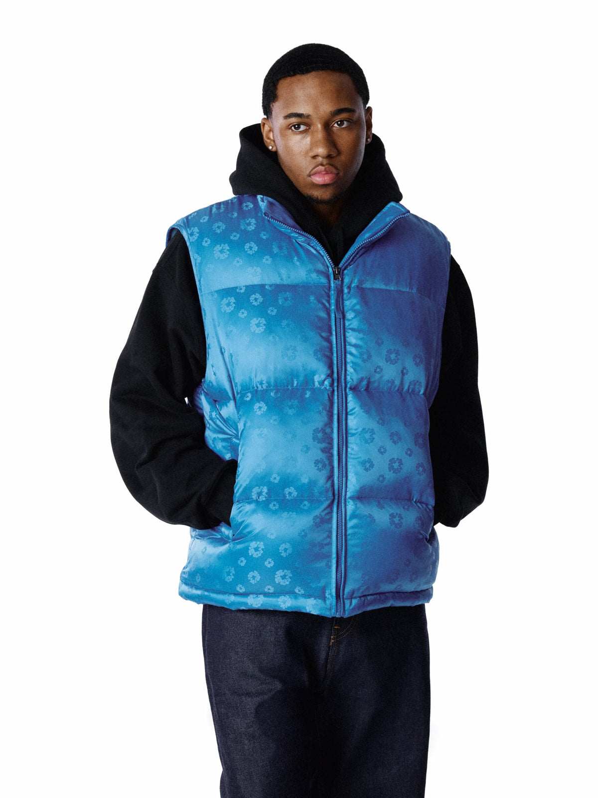 Jacquard Monogram Cotton Wreath Vest Blue