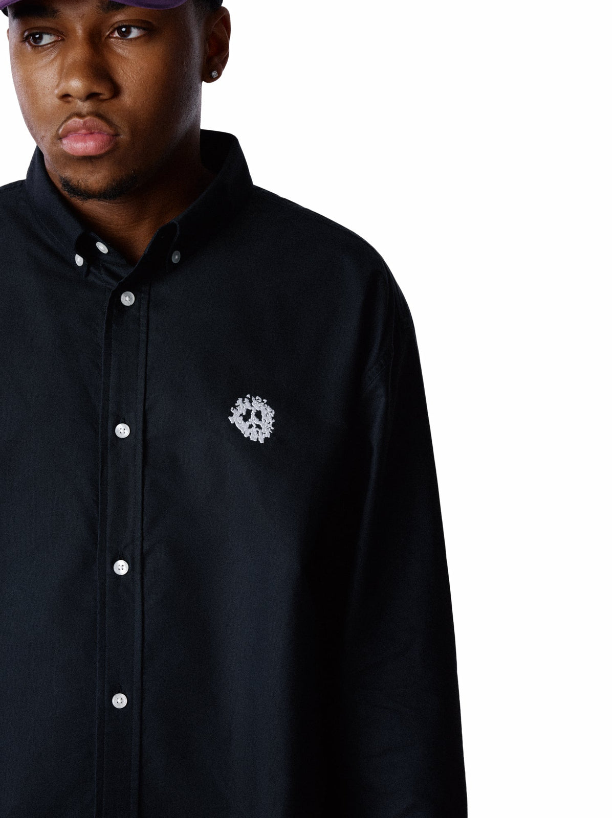 Peace Wreath Oxford Shirt Black