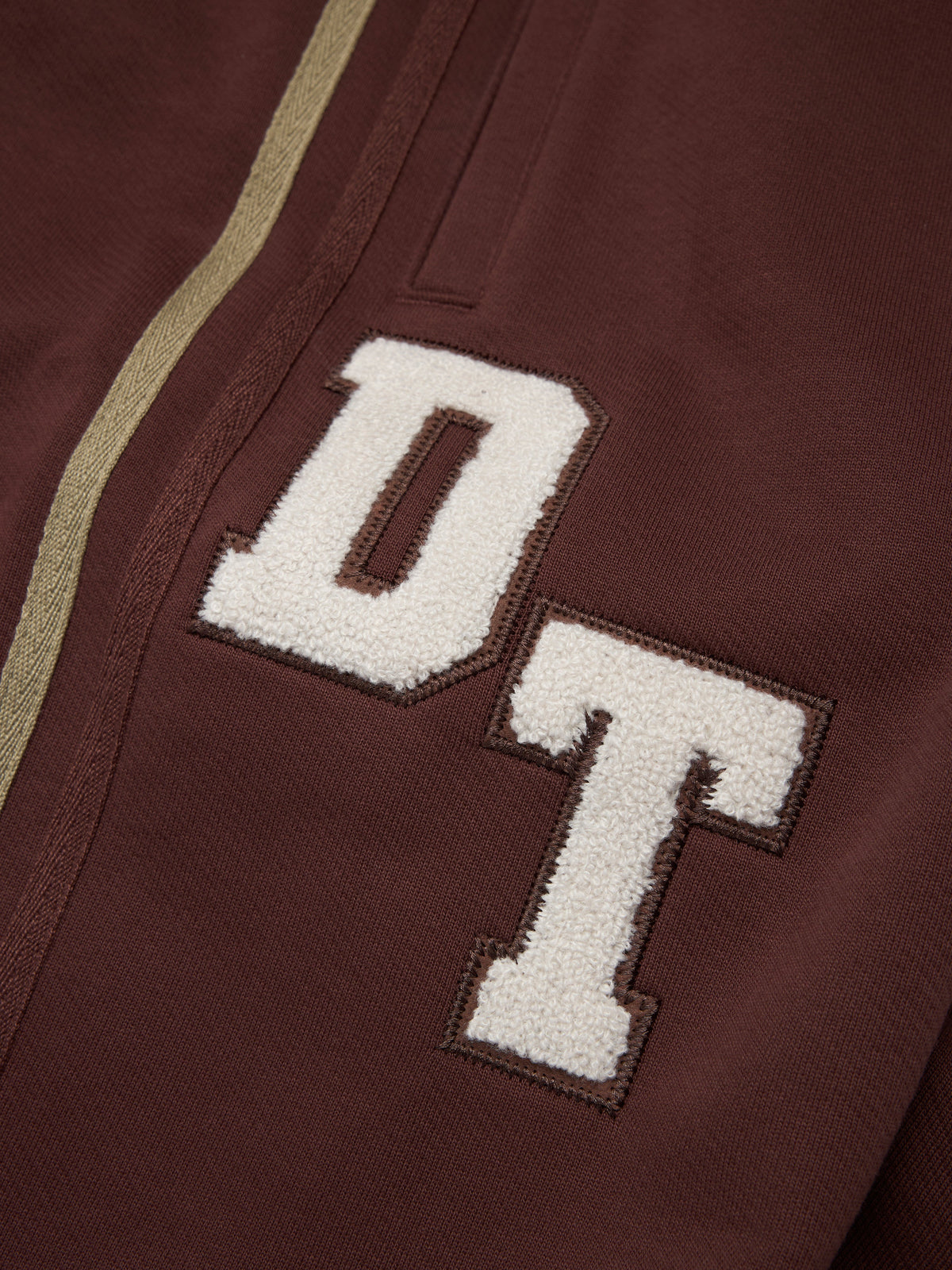 DT Chenille Patch Zip Hoodie Brown