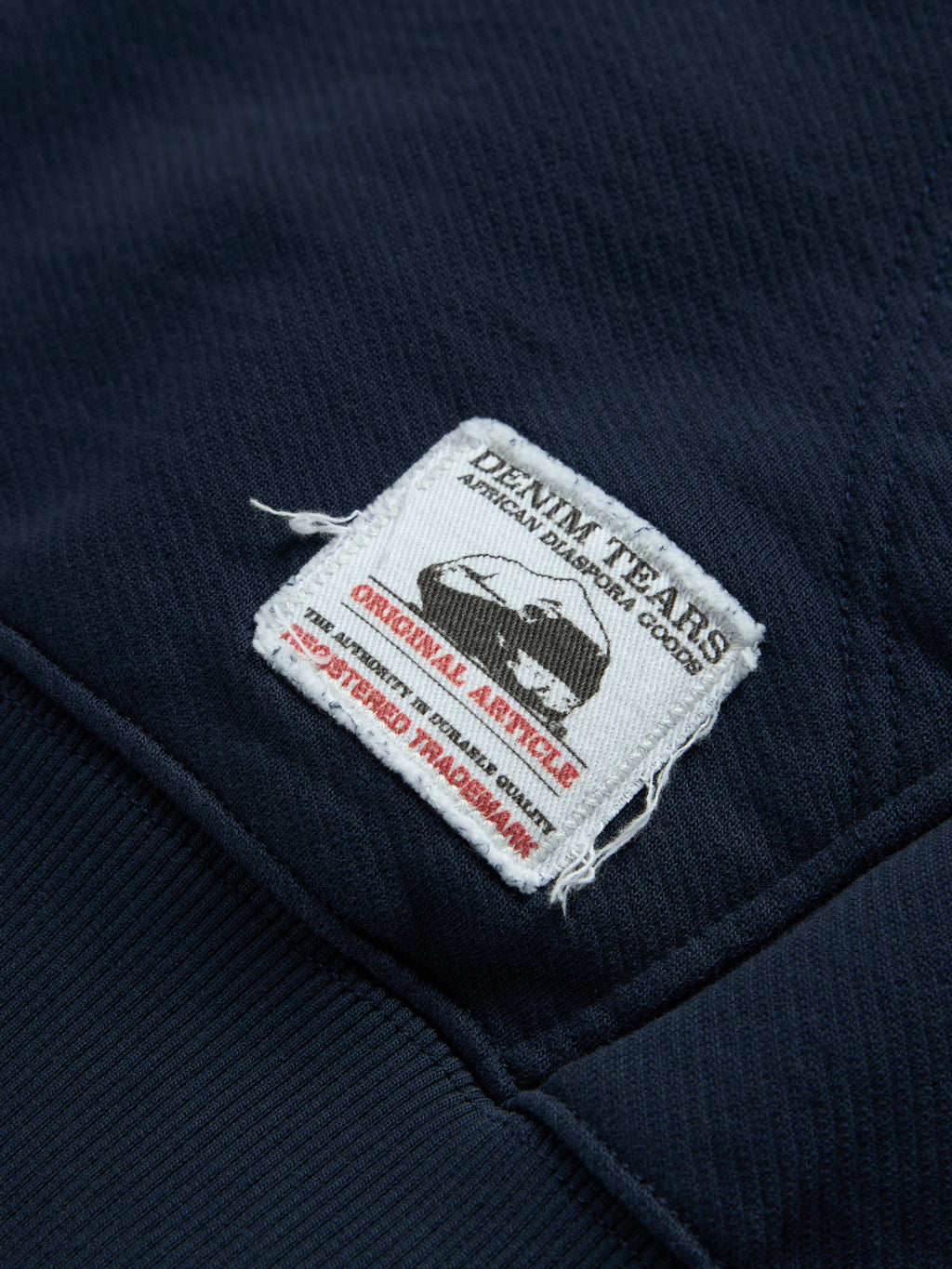 Distressed Tackle Twill Zip Up Hoodie Navy