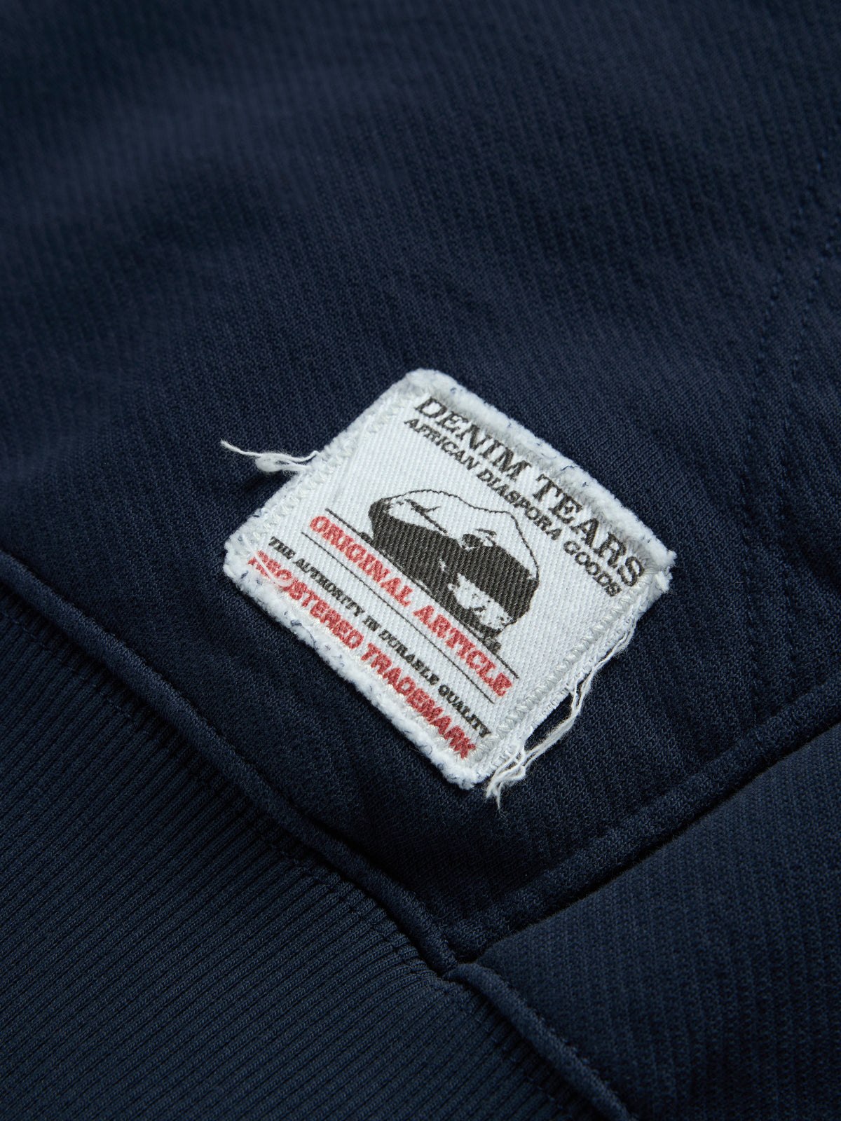 Distressed Tackle Twill Zip Up Hoodie Navy