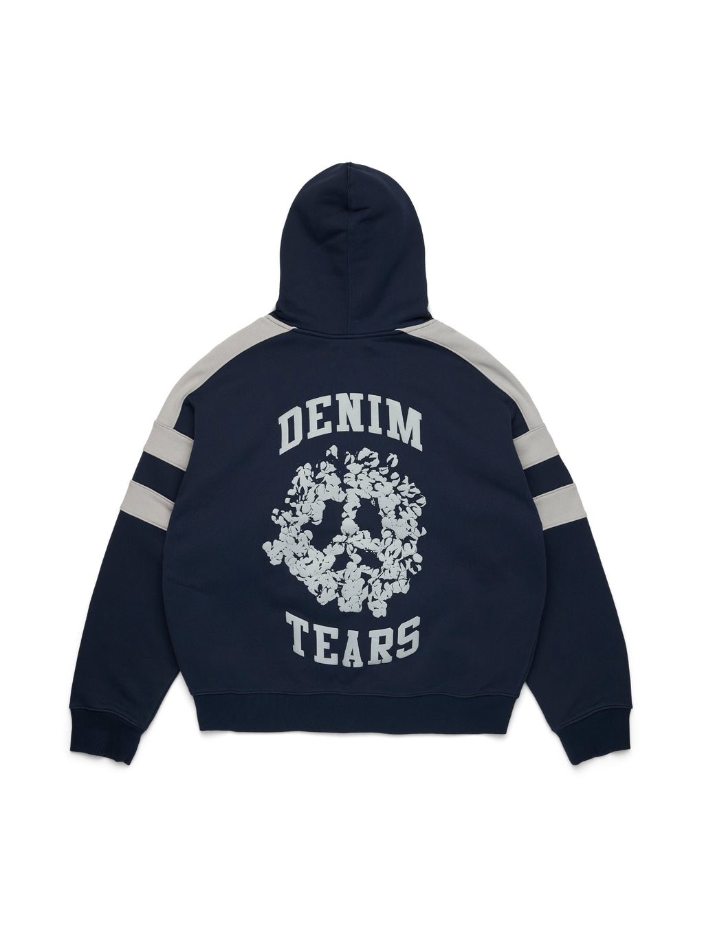 Denim U Paneled Zip Hoodie Navy