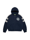 Denim U Paneled Zip Hoodie Navy