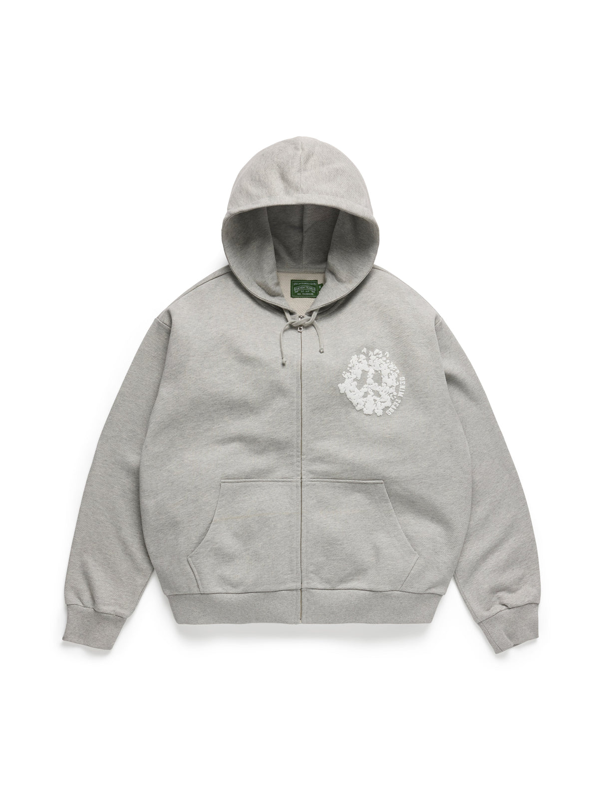 Denim U Zip Hoodie Grey