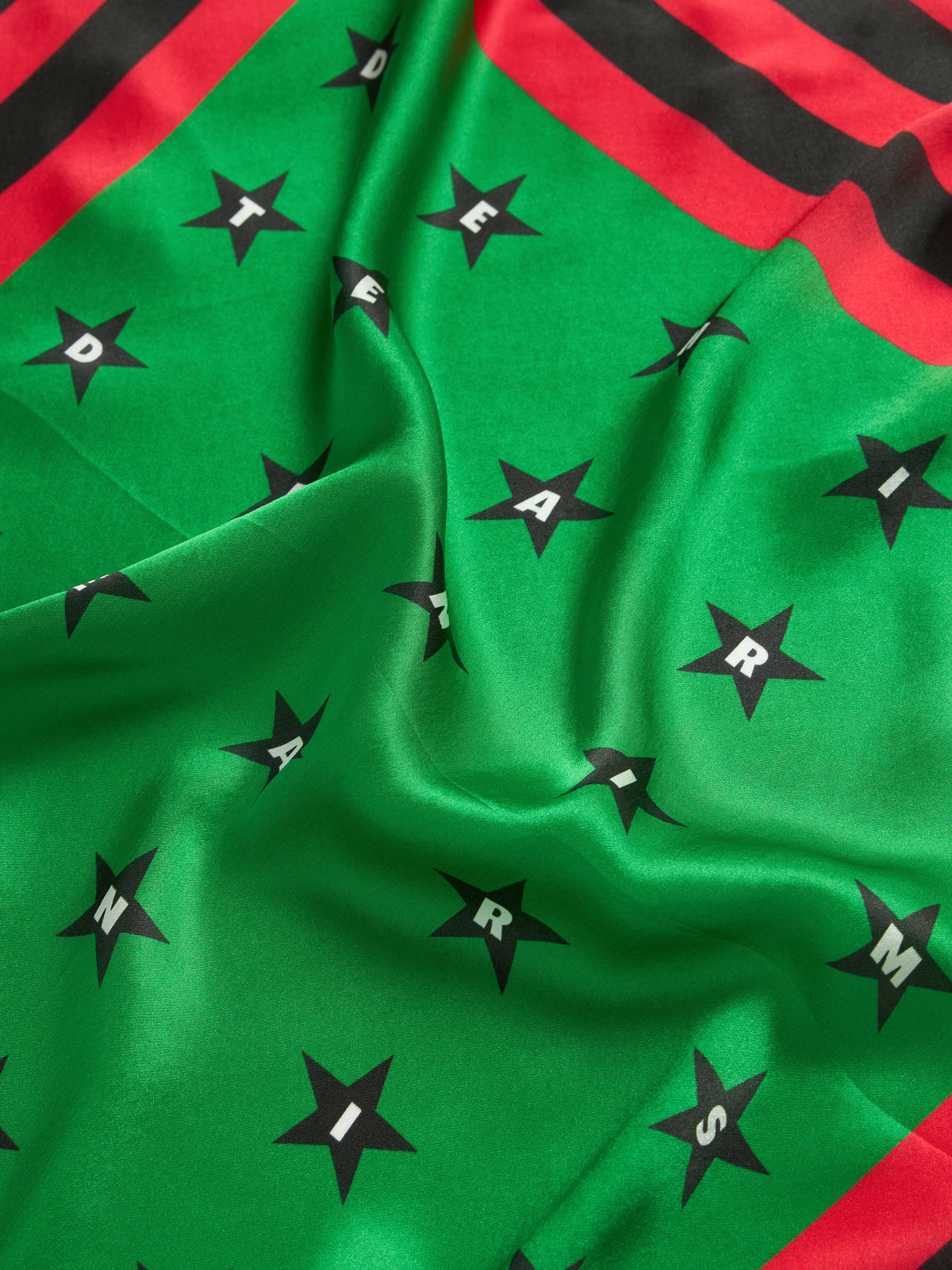 Diaspora Star Silk Scarf Red/Black/Green