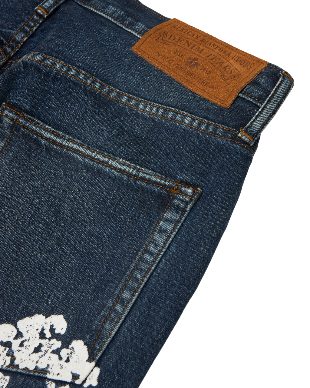 Baggy Cotton Wreath Denim Pant Dark Wash