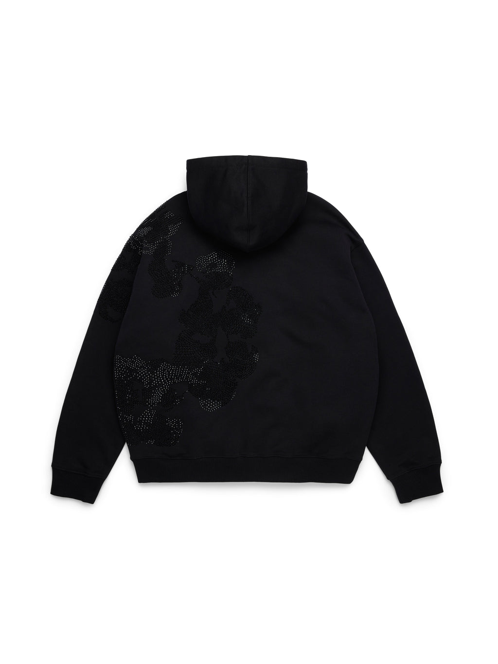 Biggie Rhinestone Cotton Wreath Pull Over Hoodie Black