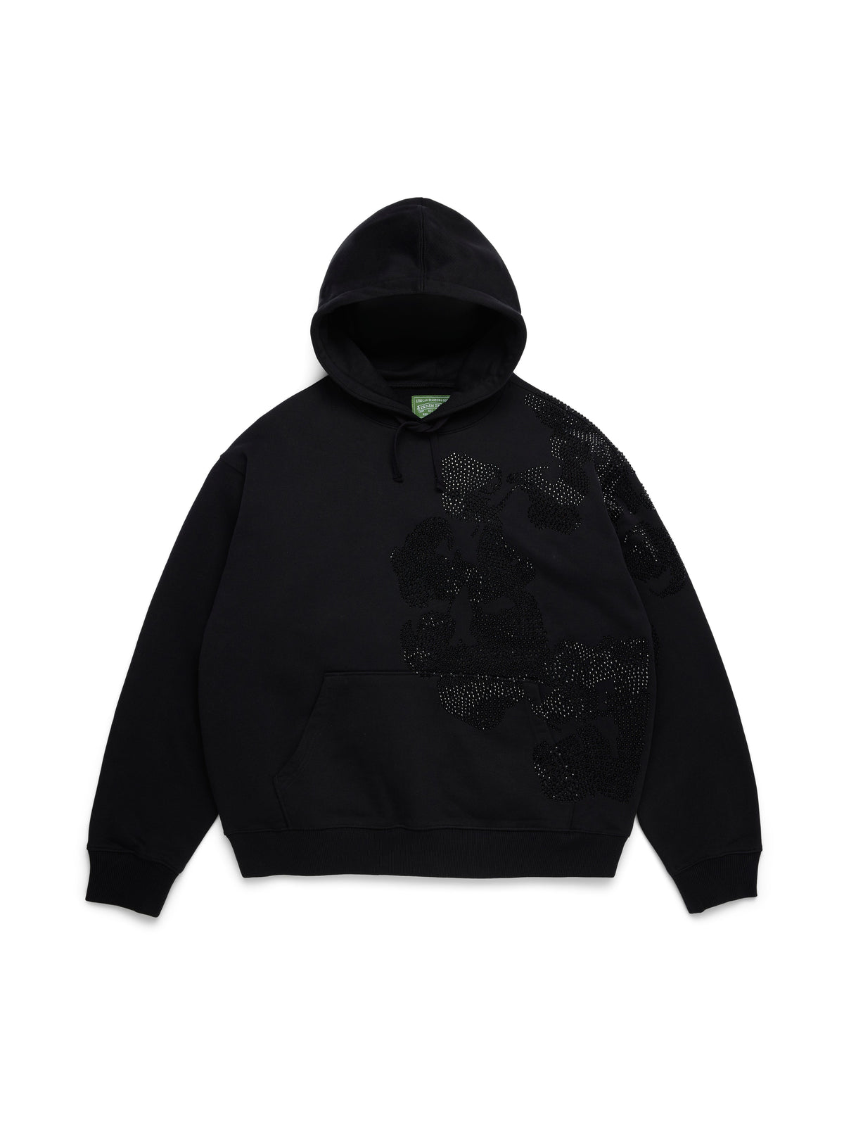 Biggie Rhinestone Cotton Wreath Pull Over Hoodie Black