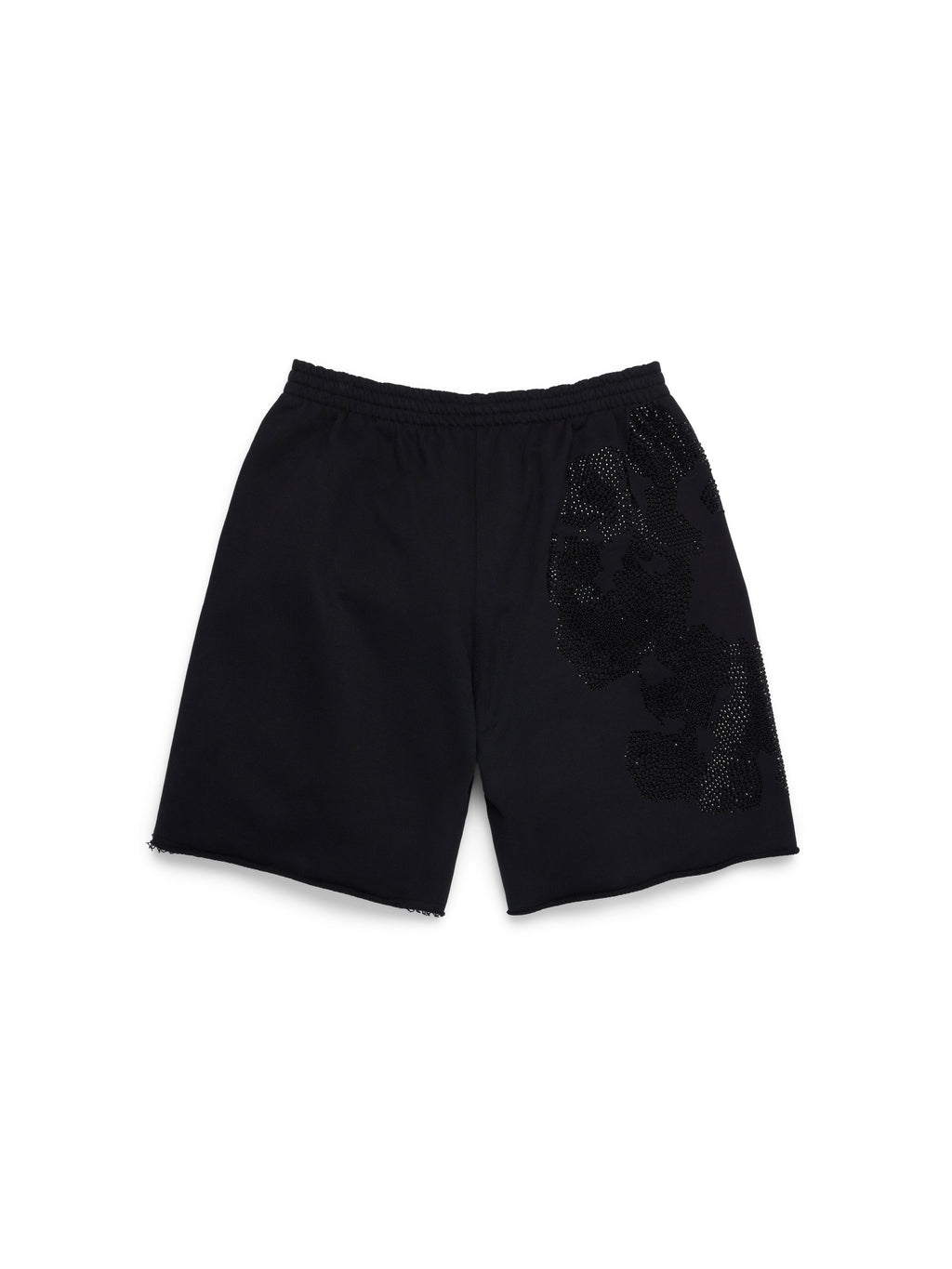Biggie Rhinestone Cotton Wreath Sweatshort Black