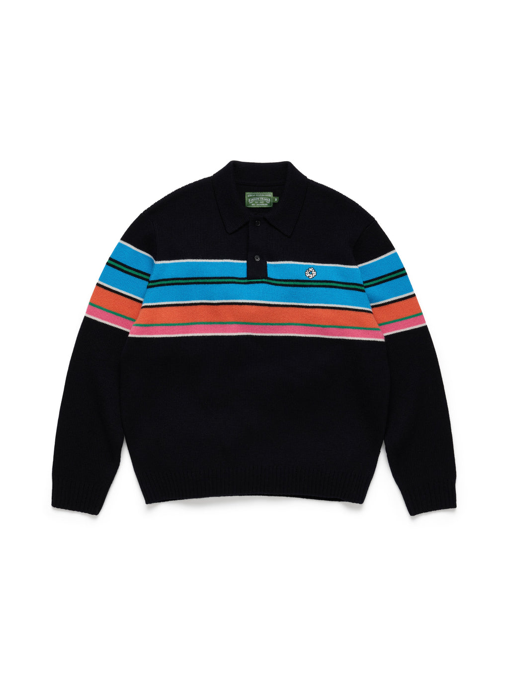 Knit Striped Polo Sweater Multi
