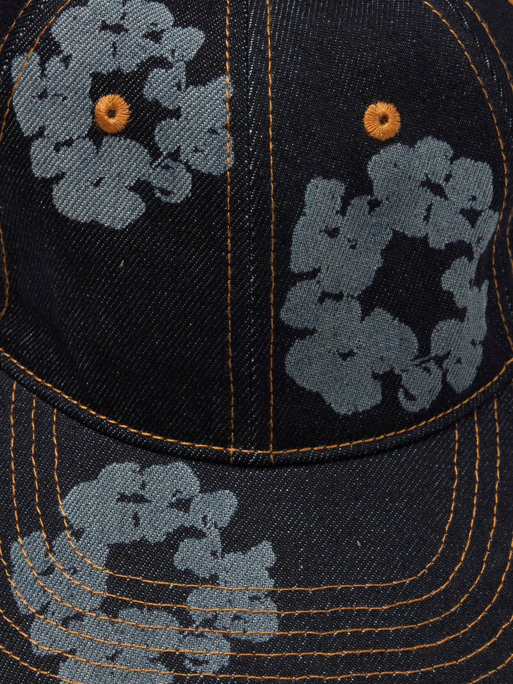 Mono Cotton Wreath Raw Denim Cap Washed Indigo