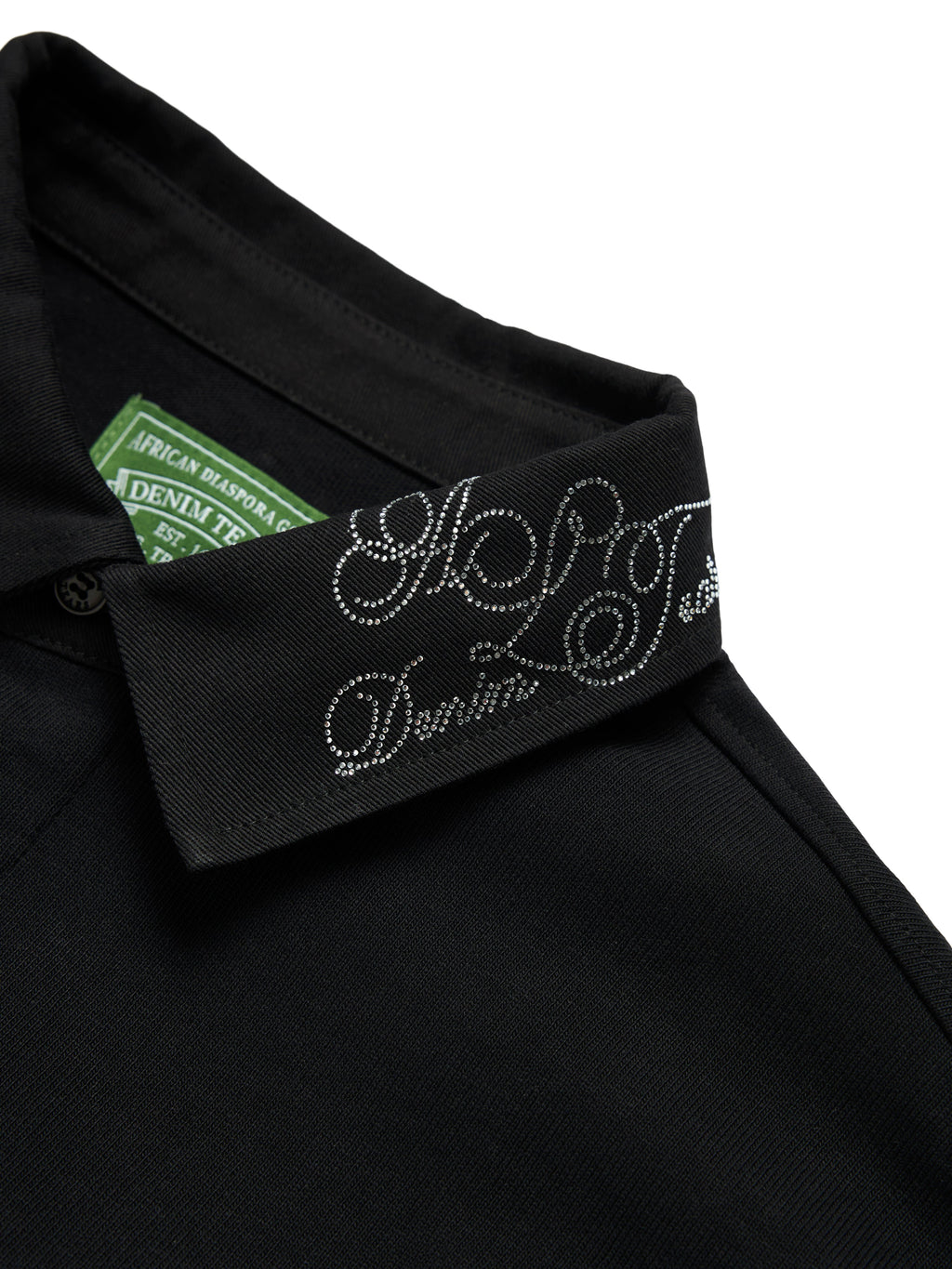 NAACP Velvet Studded Long Sleeve Polo Black