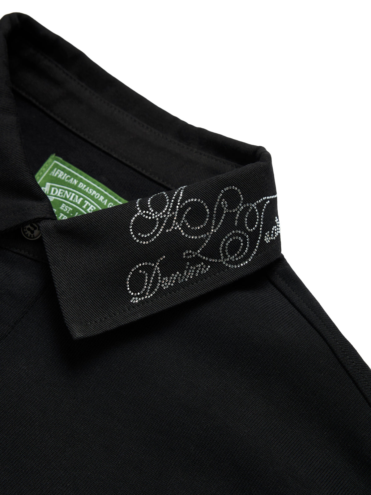 NAACP Velvet Studded Long Sleeve Polo Black