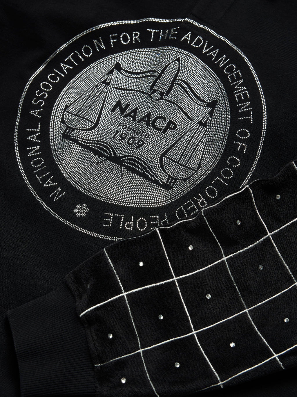 NAACP Velvet Studded Long Sleeve Polo Black