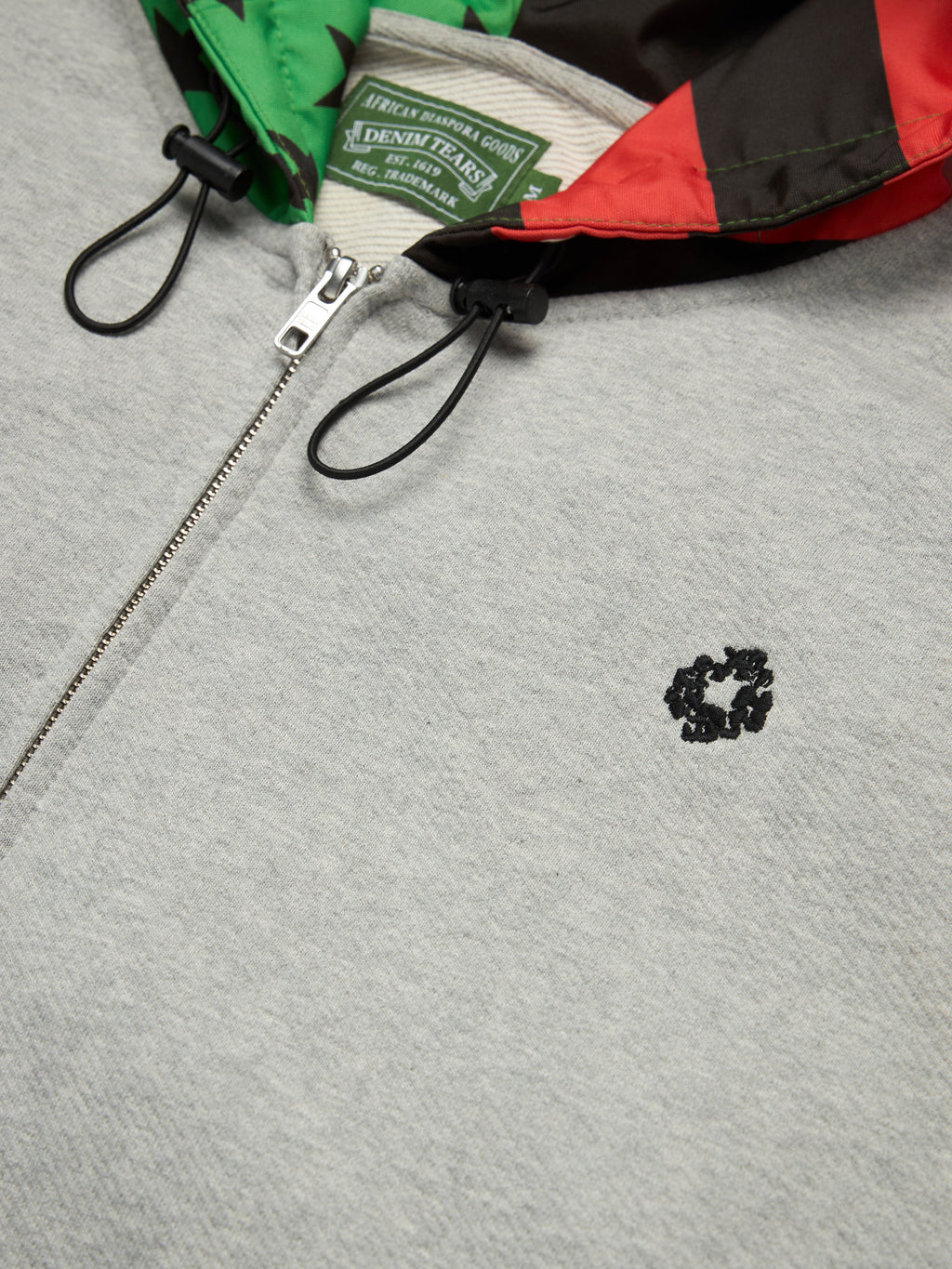 Pan African Peace Wreath Zip Up Hoodie Grey