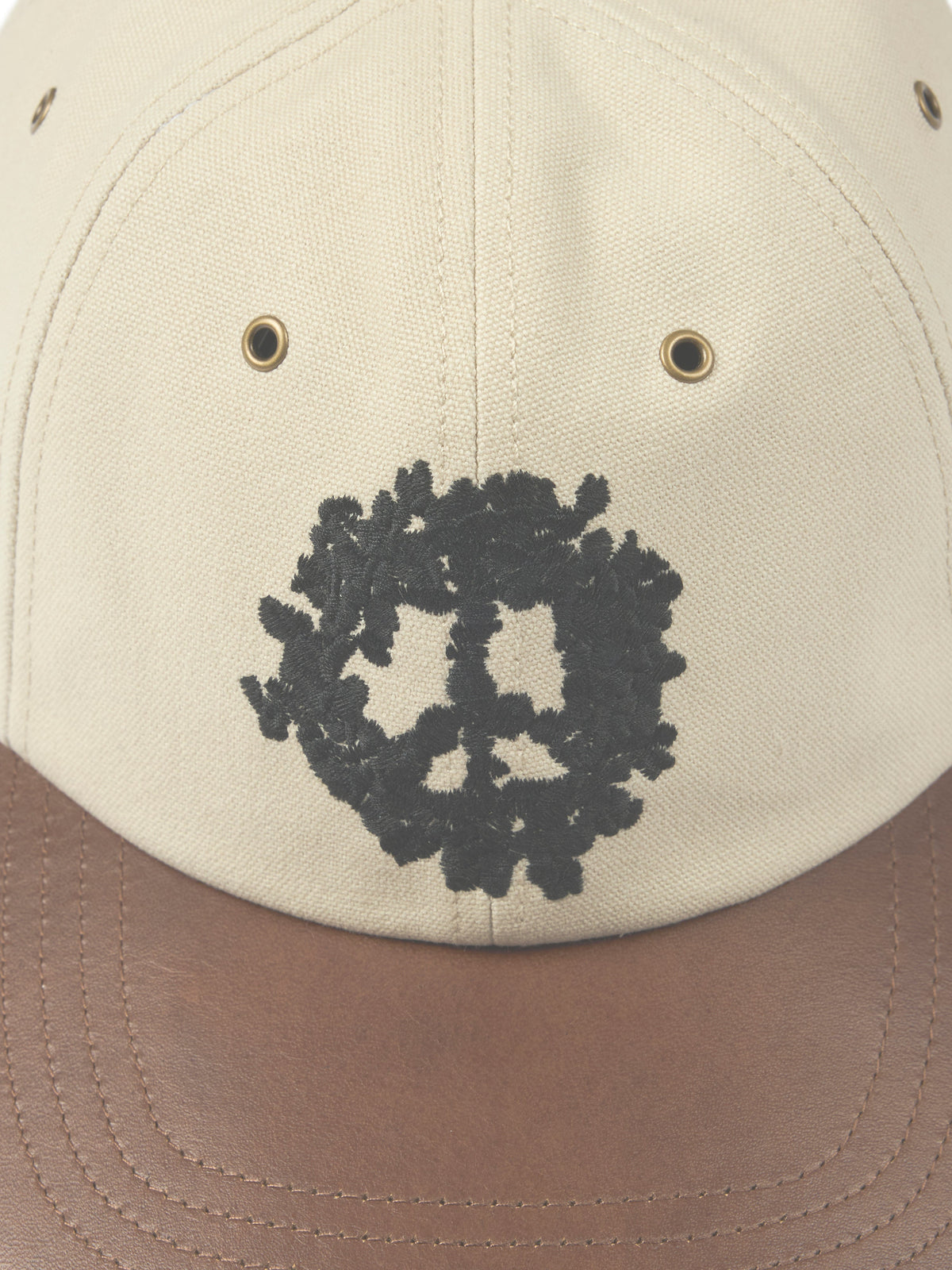 Peace Wreath Leather Brim Cap Creme Brulee
