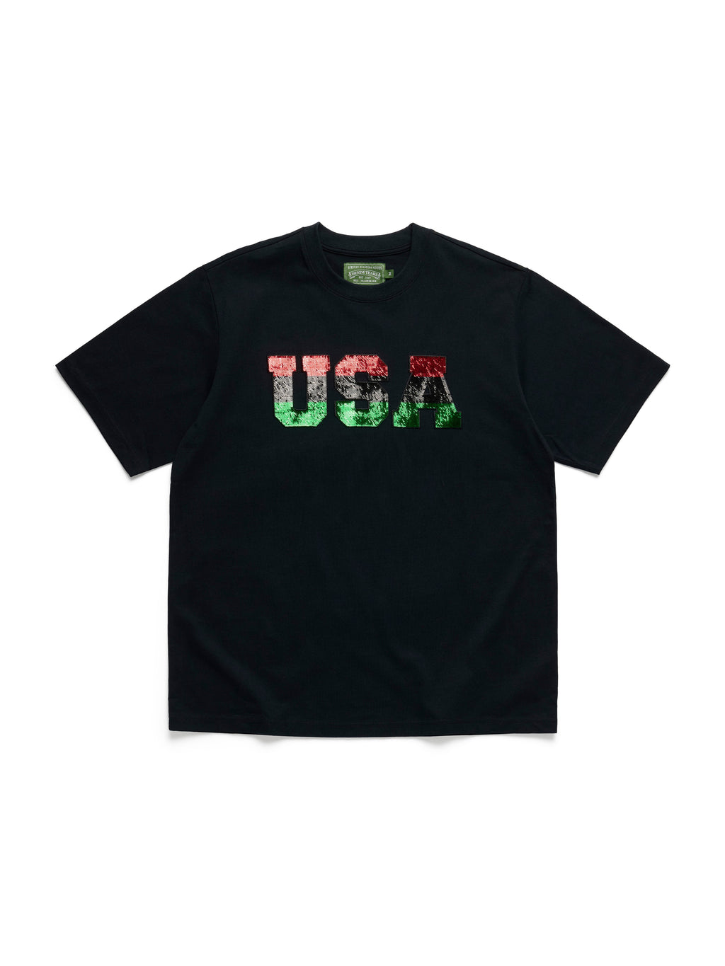 Pan-African Sequin USA Tee Black