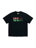 Pan-African Sequin USA Tee Black